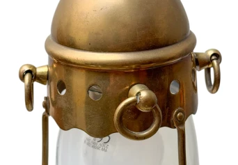 Arts & Crafts Brass Pendant with Glass Shade, 1900s